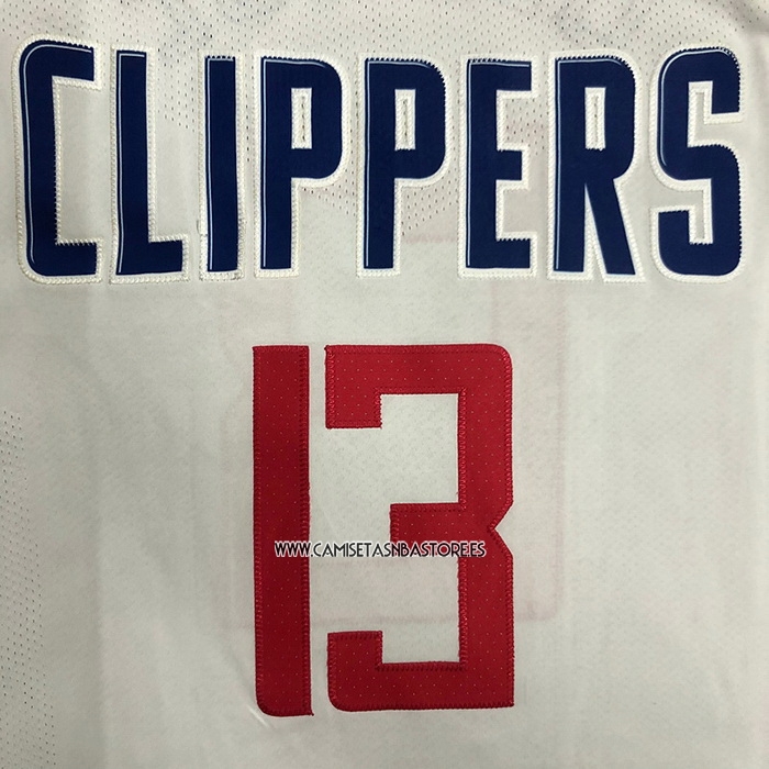 Paul George NO 13 Camiseta Los Angeles Clippers Association Autentico 2020-21 Blanco